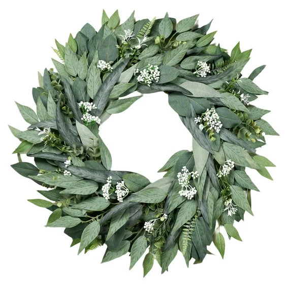 24" Green Eucalyptus Wreaths for Front Door, Floral Wreath – Lifelike Spring, Summer, and Winte... | Walmart (US)