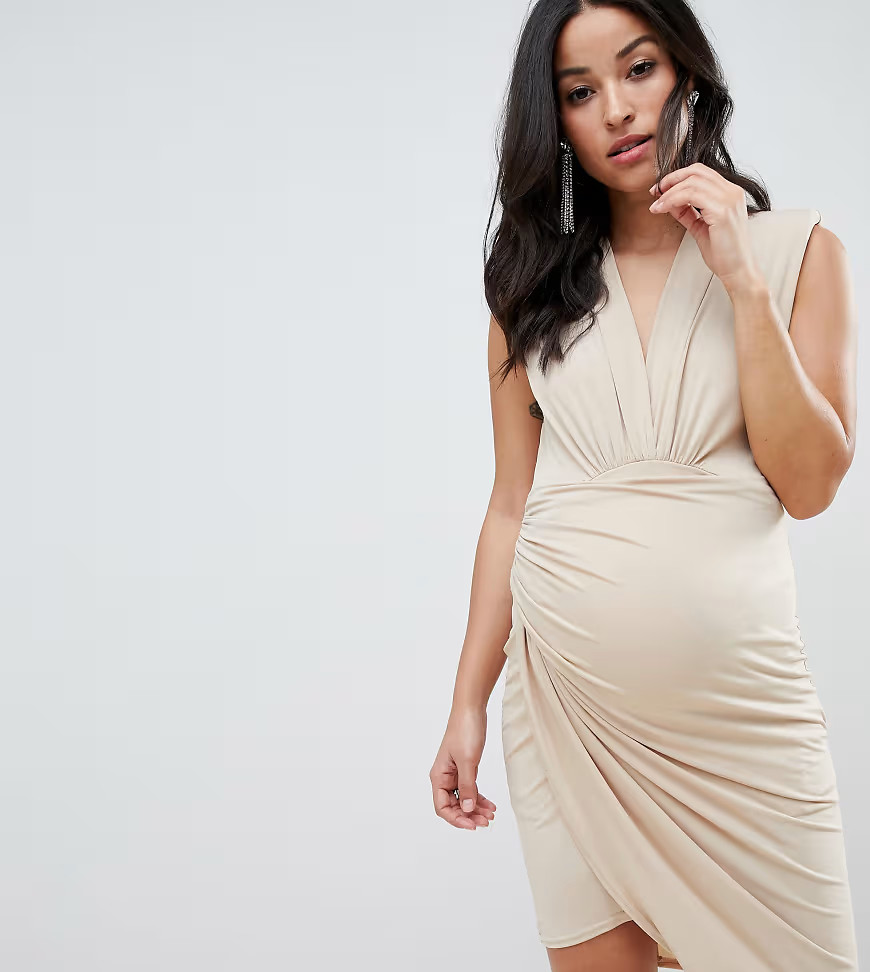 Queen Bee sleeveless wrap front mini dress in pink | ASOS (Global)