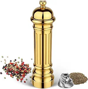 Metal Pepper Grinder with Stainless Steel Core, Heavy Duty High Output Pepper Mill with Adjustabl... | Amazon (US)