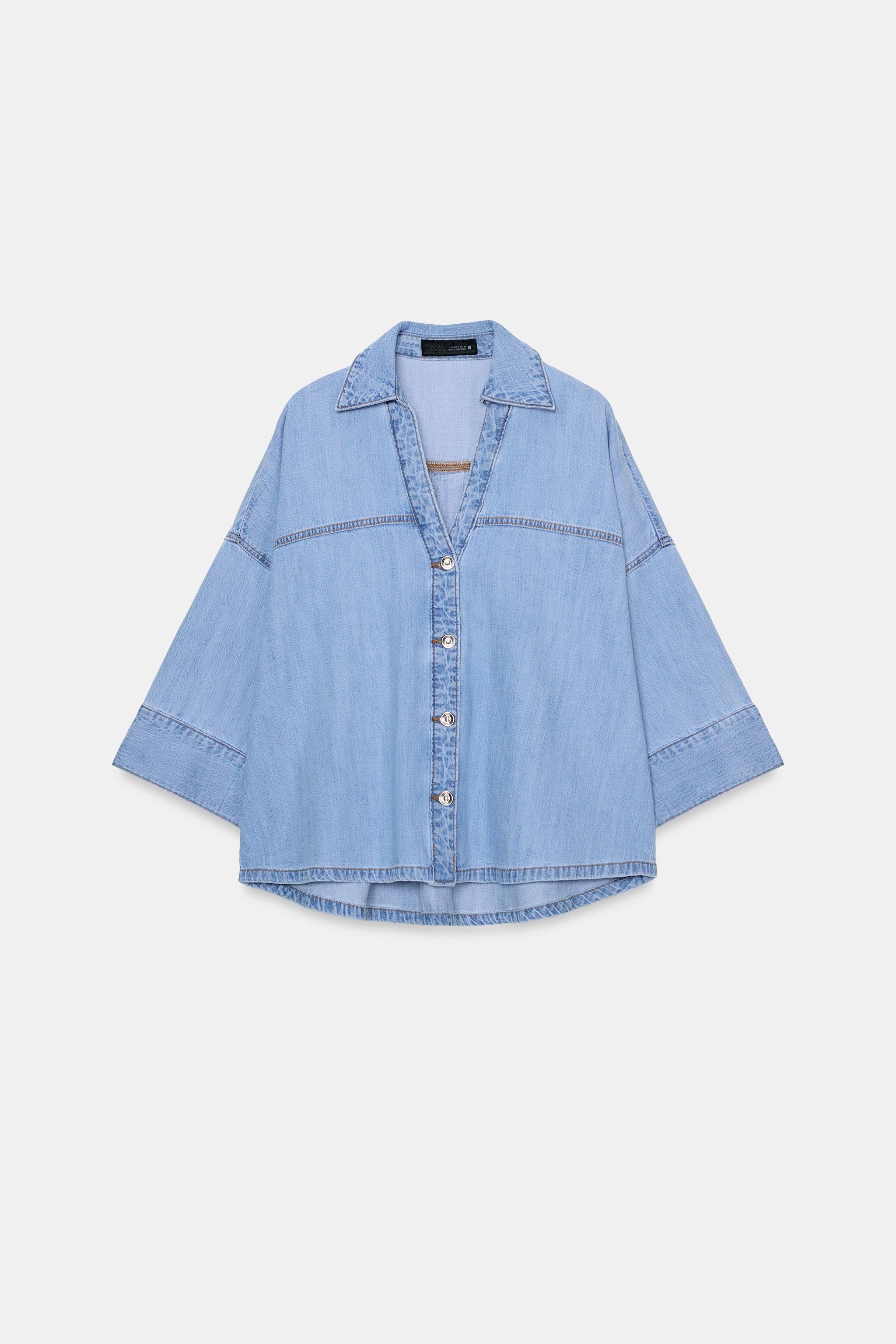 Z1975 WIDE SLEEVE DENIM SHIRT SET | Zara US
