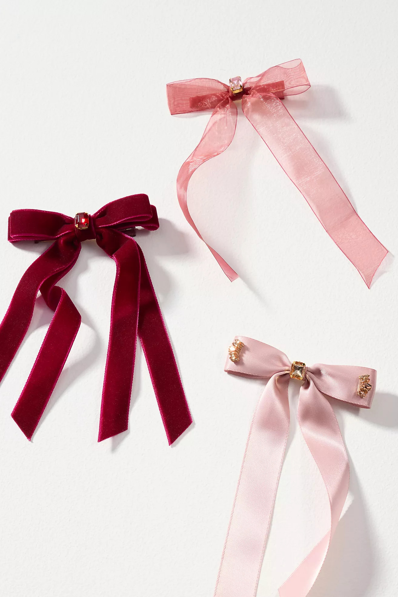 Gemstone Bow Hair Clips, Set of 3 | Anthropologie (US)