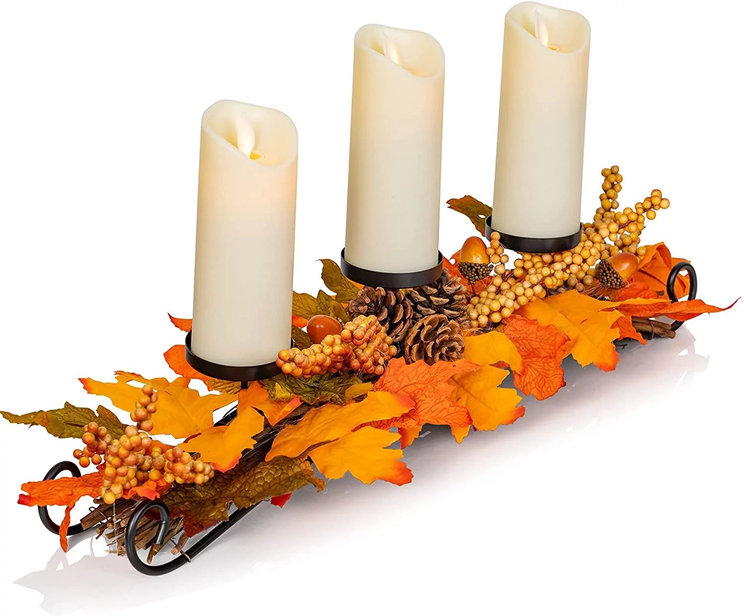 Ornativity Maple Leaves Candle Holder - Thanksgiving Fall Harvest Themed Candleholder Centerpiece... | Walmart (US)