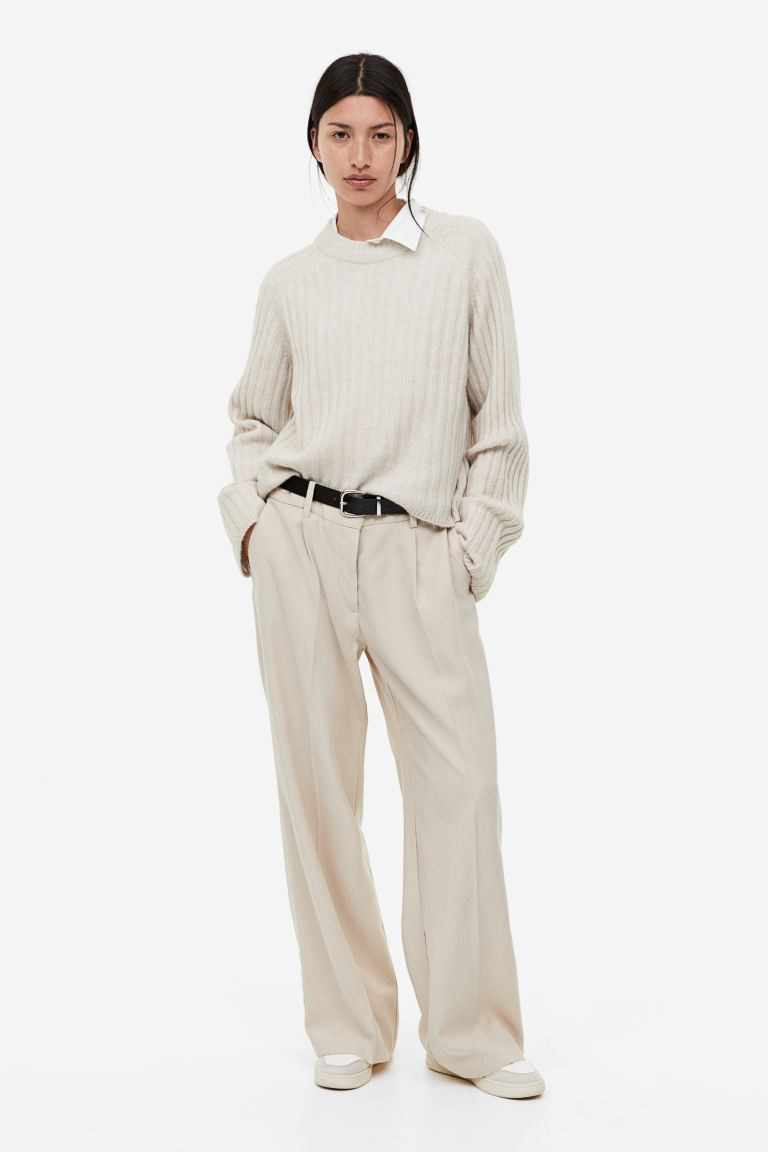 Rib-knit Sweater - Light taupe - Ladies | H&M US | H&M (US + CA)