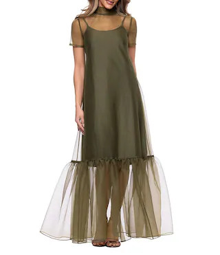Xscape Mock Neck Organza Maxi Dress | Dillard's | Dillard's