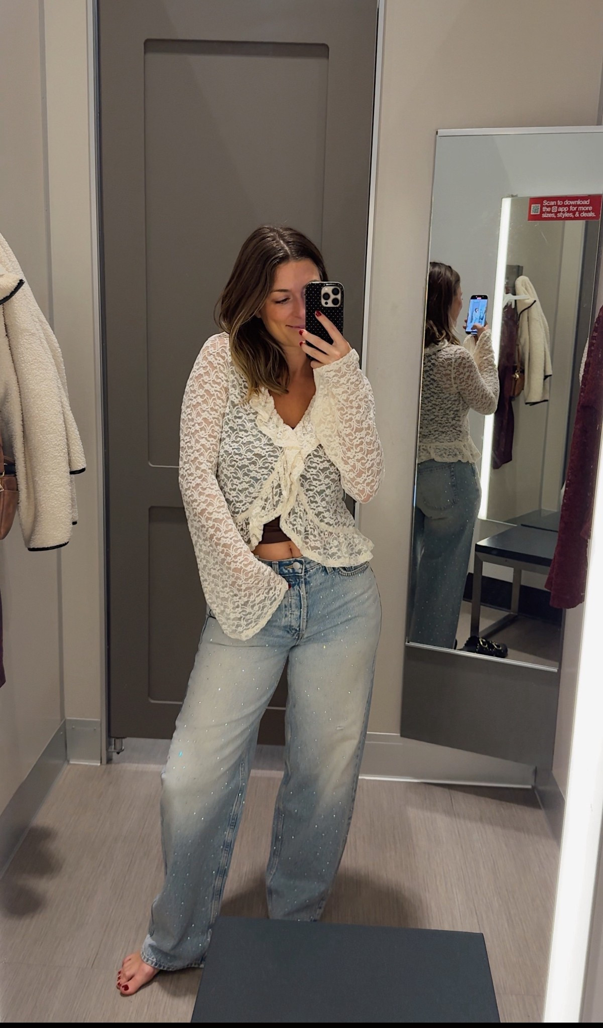 Absolutely love this top and these sparkly jeans!!! The jewels on them are so fun and are giving winter snow globe vibes!! ❄️

I’m wearing a size small in the top and size 4 in the jeans!  I’m usually a 6 ❤️

#LTKFindsUnder50 #LTKootd #LTKHoliday