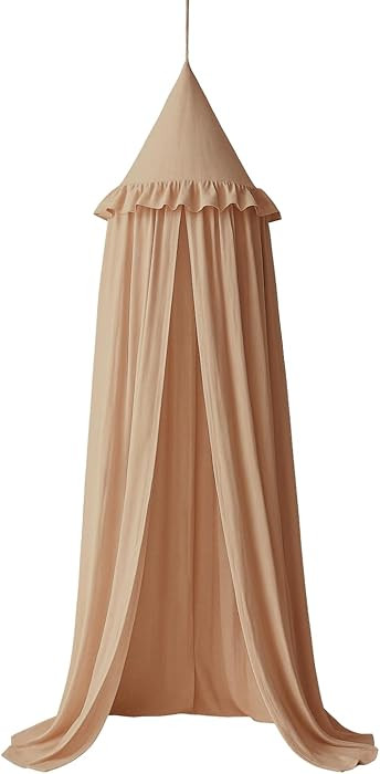 Wonder Space Kids Bed Canopy with Ruffles, Pastel Neutral Color for Boys & Girls, Frilled Cotton ... | Amazon (US)