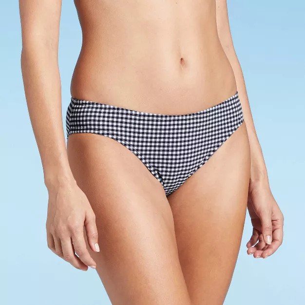 Women's Gingham Textured Medium Coverage Hipster Bottom - Kona Sol™ Navy Blue | Target