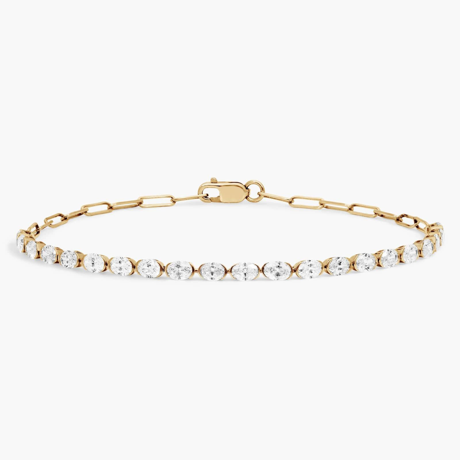 Mini Half Tennis Bracelet With 2 CTW Oval Cut Diamonds In 14K Yellow Gold | Blue Nile