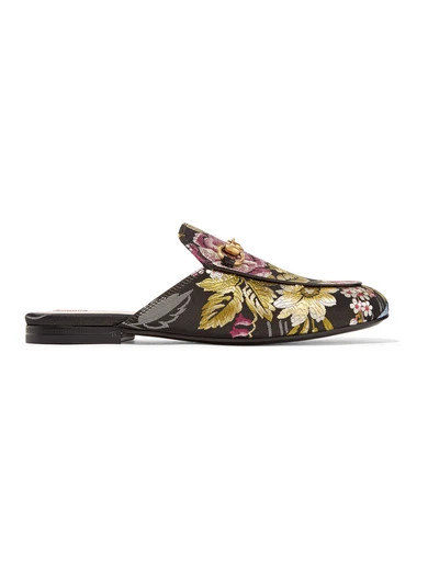Gucci - Princetown Horsebit-detailed Jacquard Slippers - Black | NET-A-PORTER (US)