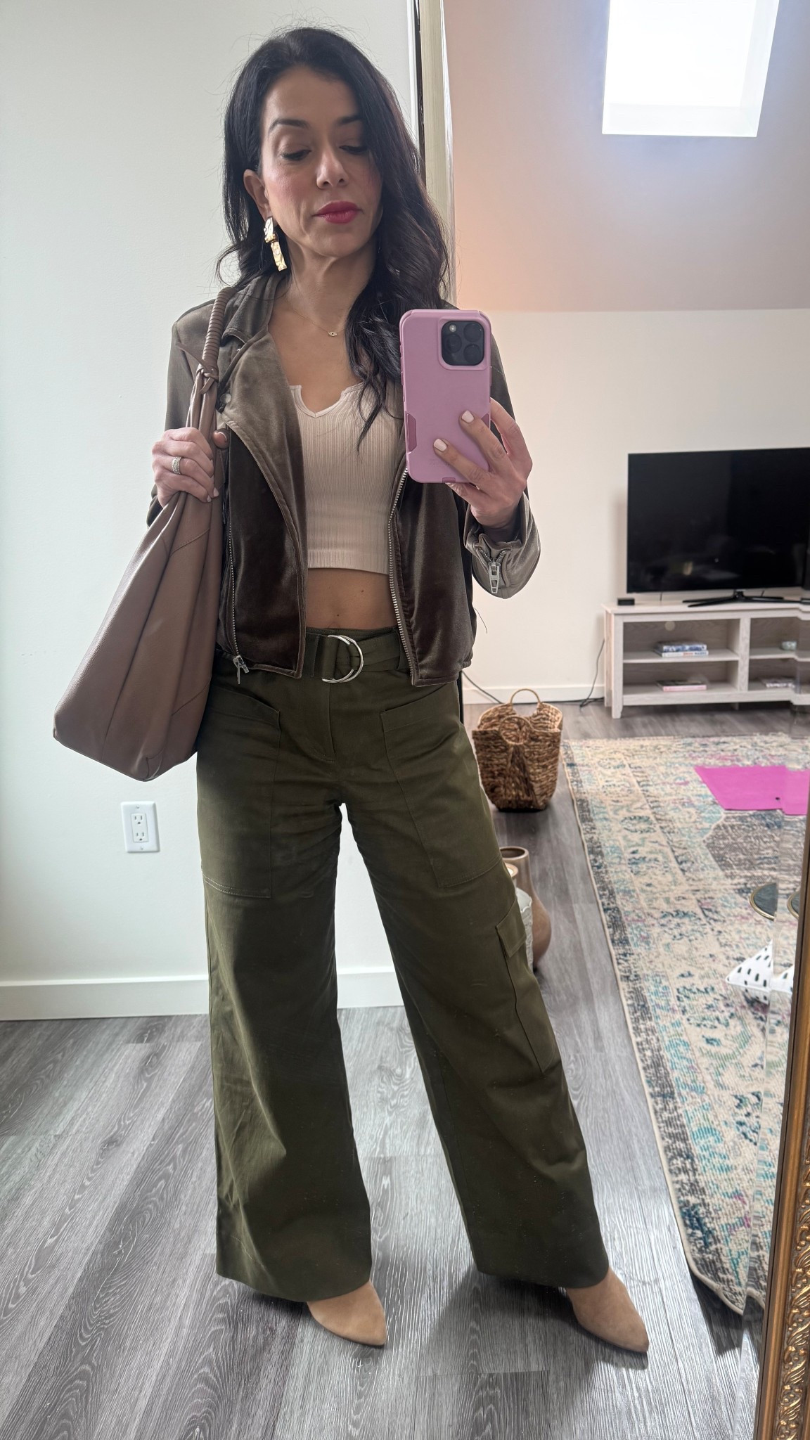 I love this moto spring jacket and the cargo pants for a perfectly casual spring outfit you can mix and match with a bunch of tops 💕Linked to exact pieces 

#LTKSpringSale #LTKootd #LTKSaleAlert