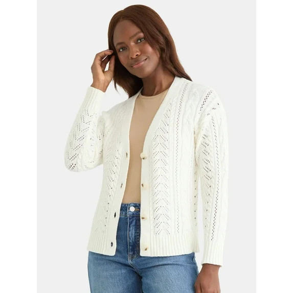 Time and Tru Women's and Women's Plus Long Sleeve Boyfriend Cardigan, Lightweight, Sizes XS-XXXL ... | Walmart (US)