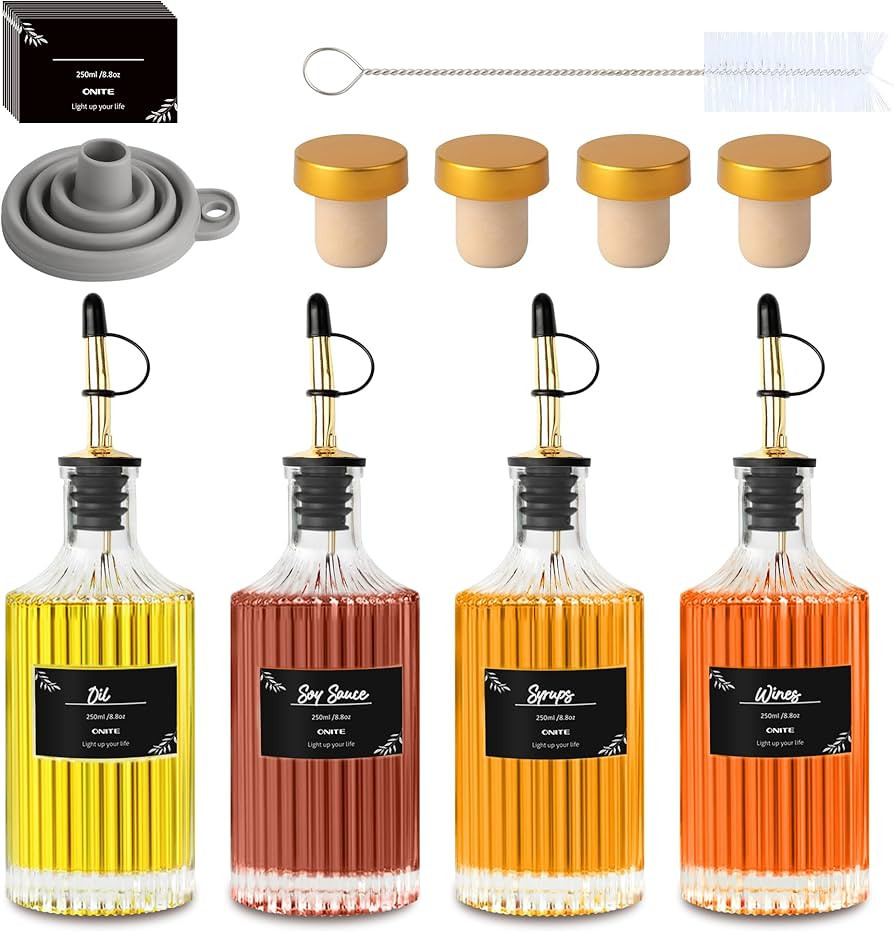 Onite Coffee Syrup Dispenser for Coffee Bar Accessories, 8.8oz 250ml Glass Syrup Bottles with Met... | Amazon (US)