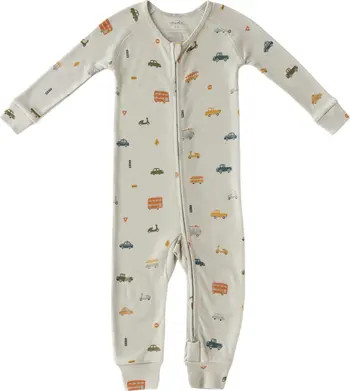 Print Rib Organic Cotton Fitted One-Piece Pajamas | Nordstrom