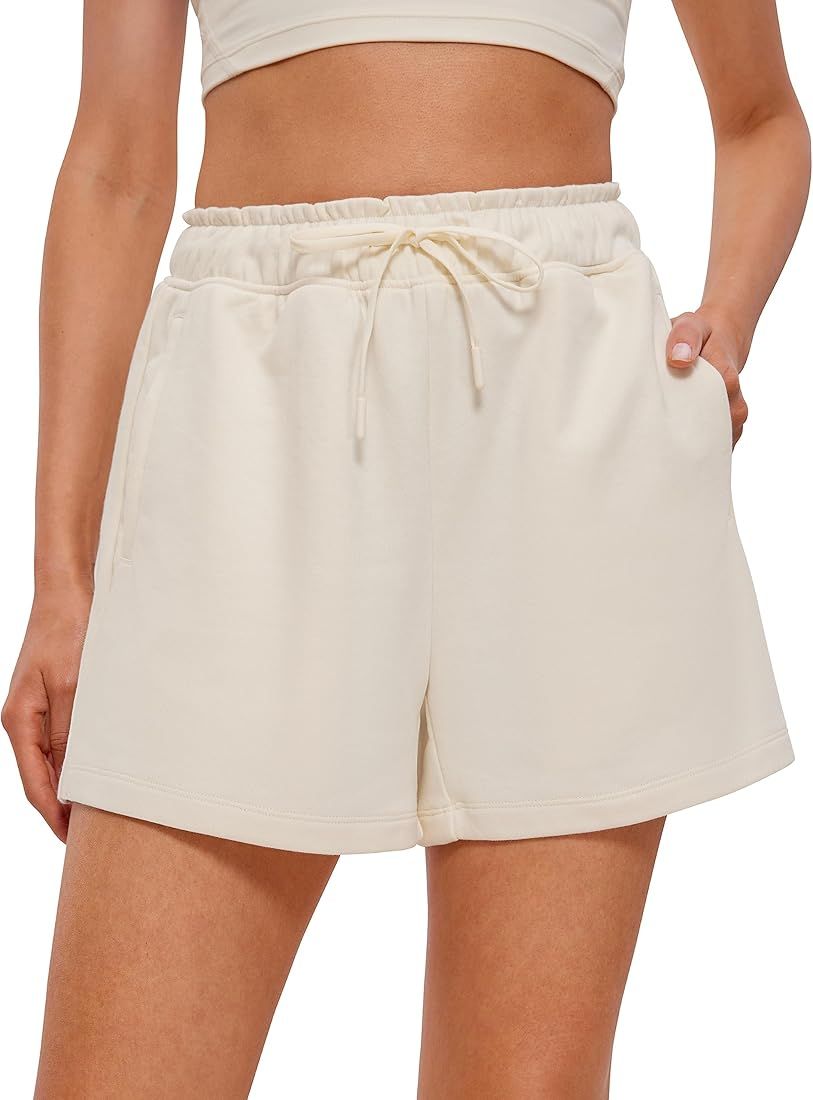 CRZ YOGA Comfy Cotton Sweat Shorts for Women Casual Summer Drawstring Gym Lounge Shorts Workout J... | Amazon (US)