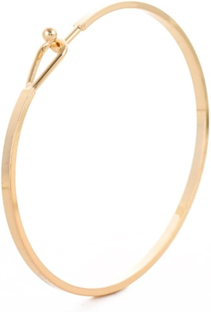 Dainty Gold Bar Bracelets for Women 18K Gold Plated Handmade Minimalist Bangle Adjustable Simple ... | Amazon (US)