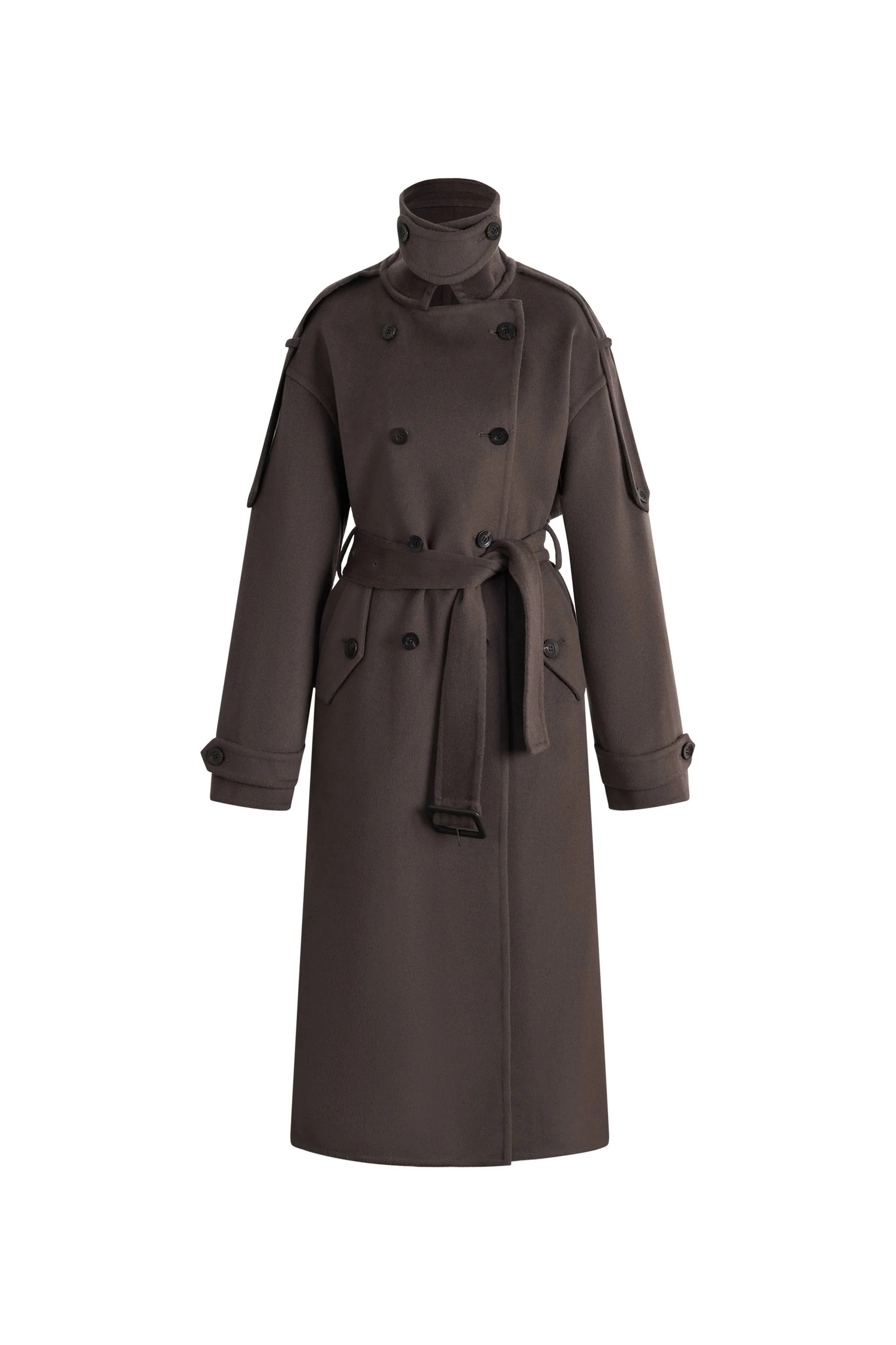 Tristan Double Breasted Long Coat in Double Face Merino Cashmere | Fabrique