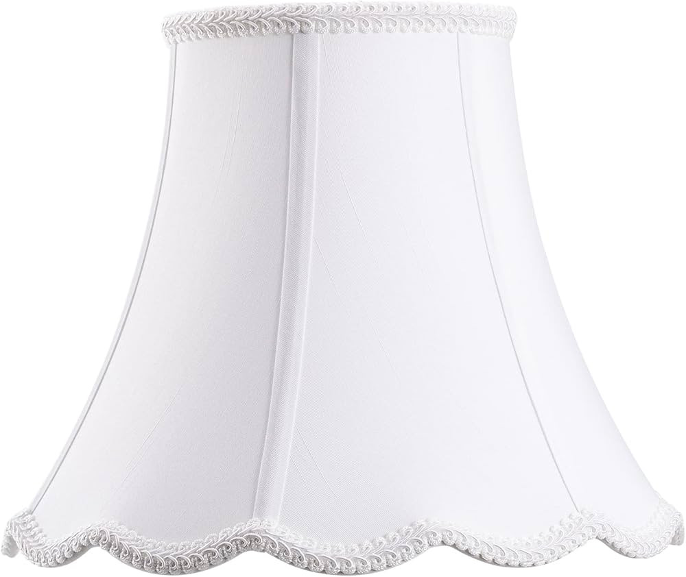 Bell Lamp Shade, Saangseon White Scalloped Lampshade Replacement, 7'' Top x 14'' Bottom x 10.5'' ... | Amazon (US)