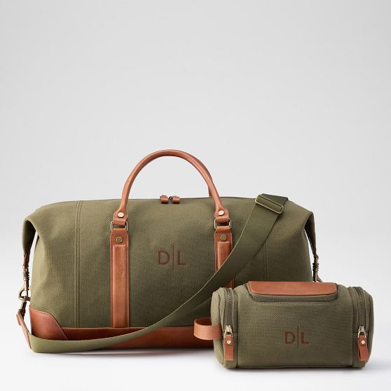 Graham Canvas and Leather Weekender and Travel Pouch Set | Mark and Graham