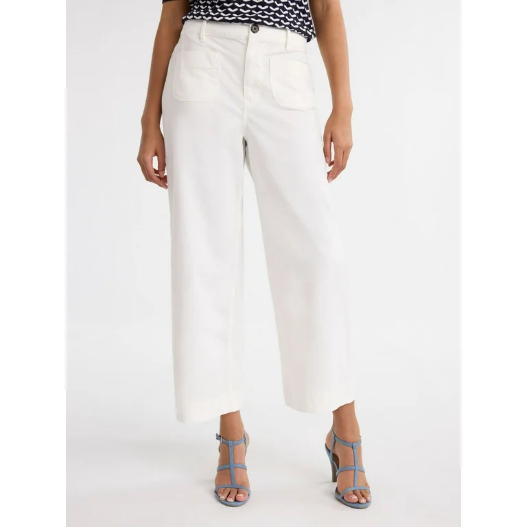 Free Assembly Women's and Women's Plus High Rise Cropped Wide Leg Pants, 26” Inseam, Sizes XS- ... | Walmart (US)
