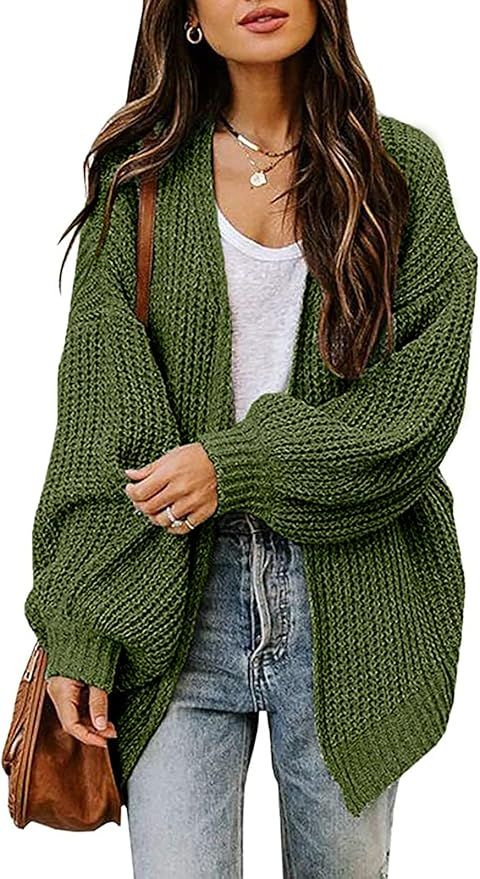 Neufigr Womens Oversized Open Front Cardigan Sweaters Long Sleeve Cable Knit Chunky Warm Casual C... | Amazon (US)