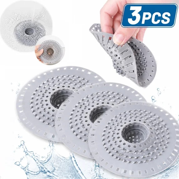 Emlimny 3PCS Bathtub Drain Hair Catcher, Silicone Tub Hair Catcher Drain Protector Strainer, Coll... | Walmart (US)