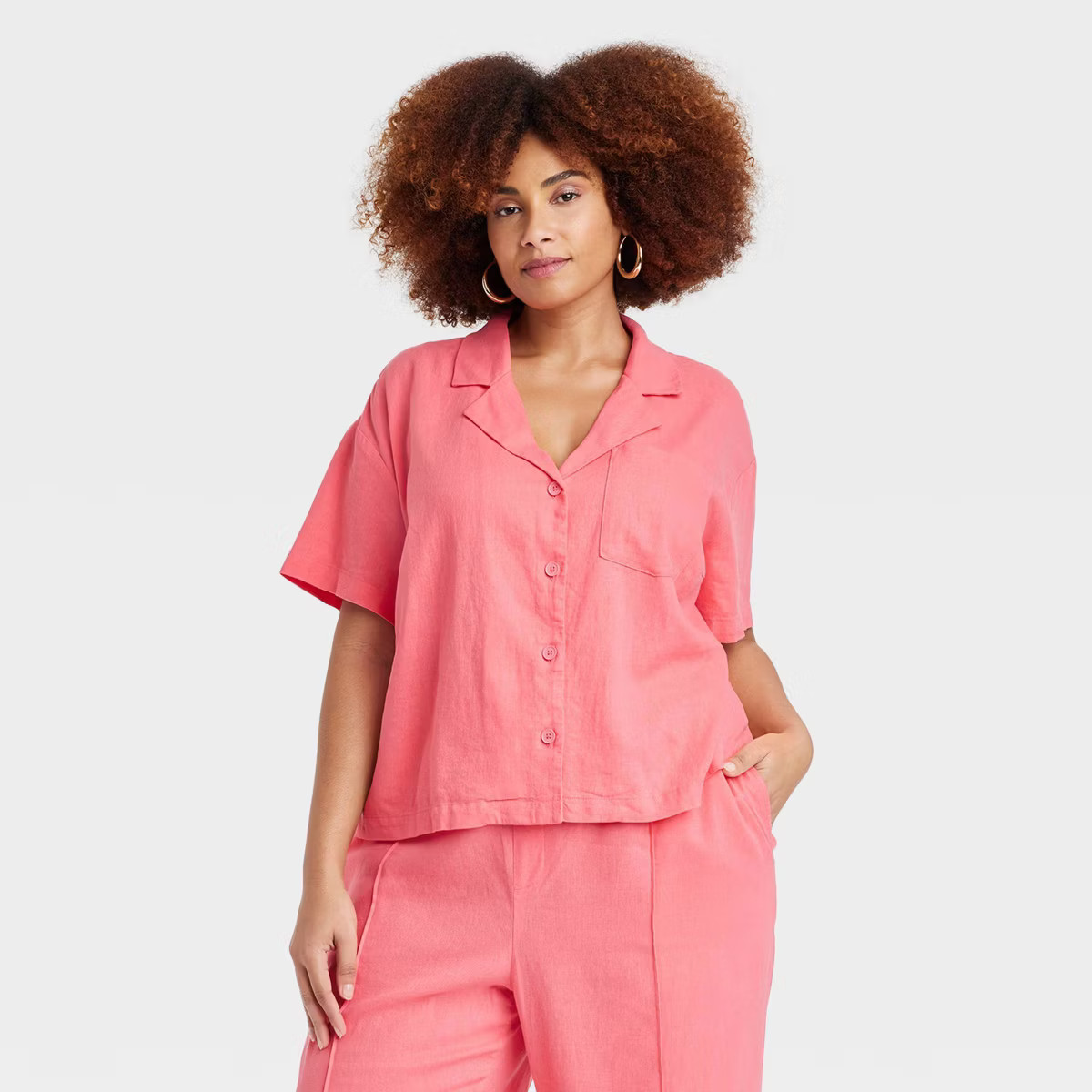 Women's Short Sleeve Button-Down Camp Shirt - A New Day™ | Target
