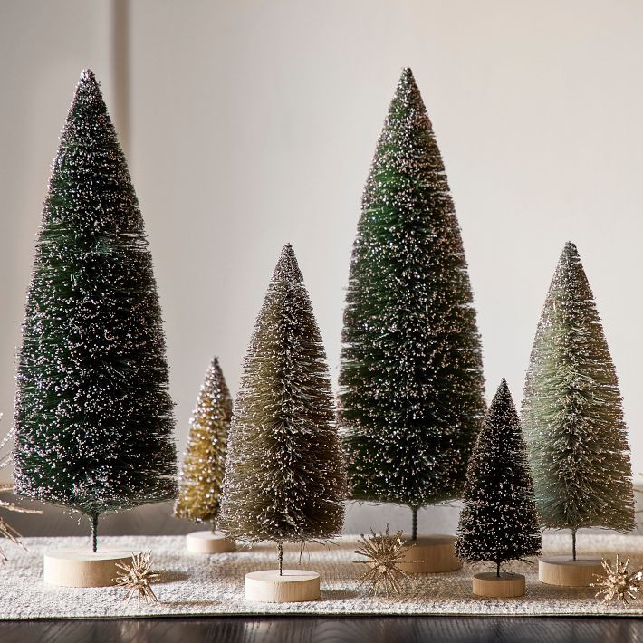 Bottlebrush Tabletop Trees (Set of 6) - Green | West Elm (US)