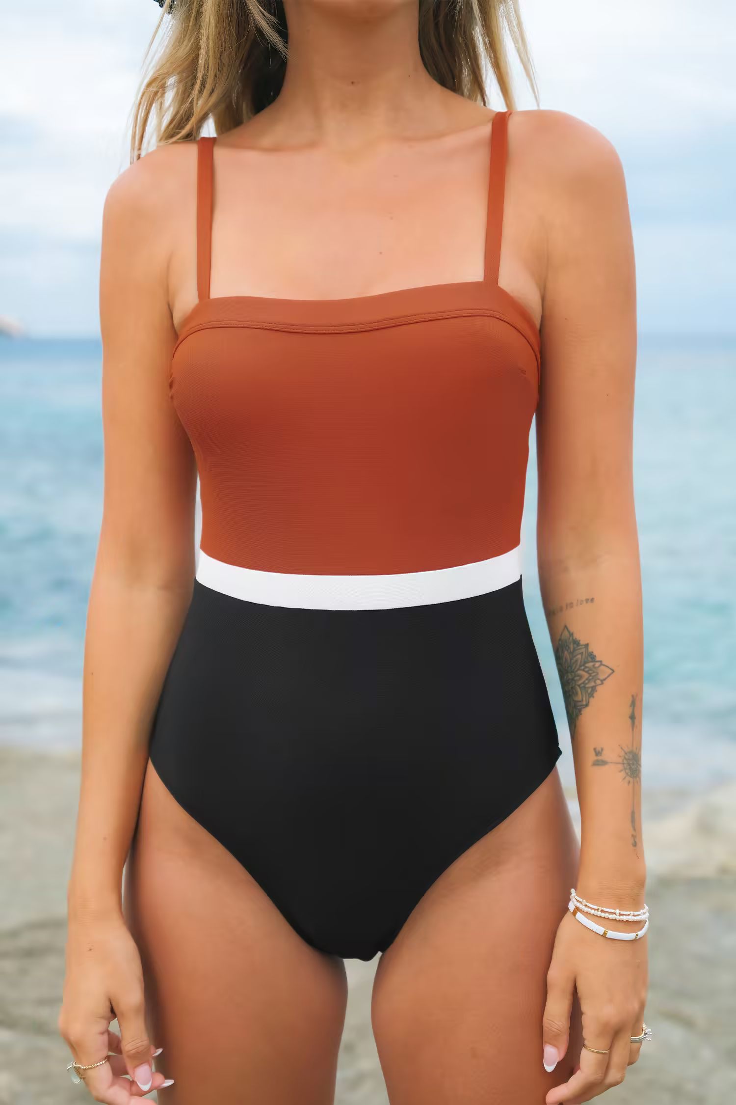 Colorblock Colombia Coast Square Neck One Piece Swimsuit | Cupshe US