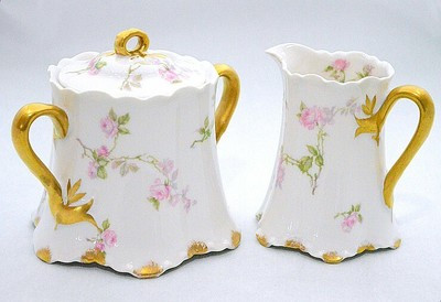 Haviland Limoges France Antique Pink Roses Floral Creamer and Sugar Bowl Set  | eBay | eBay US