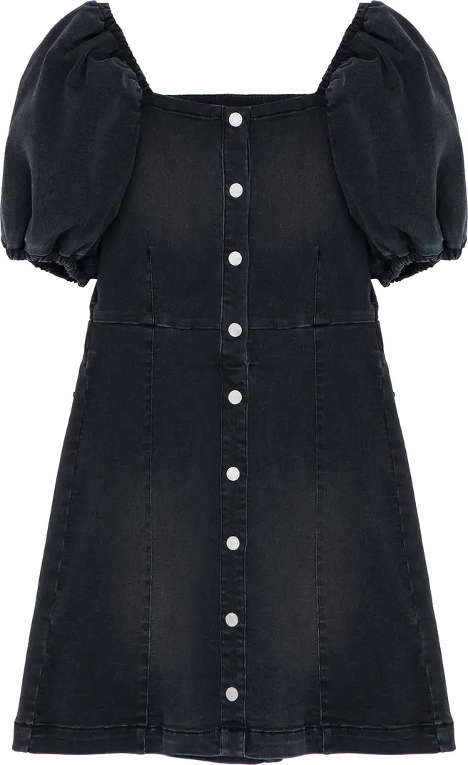 Kids' Puff Sleeve Stretch Denim Dress | Nordstrom