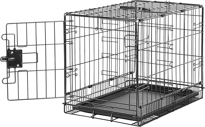 Amazon Basics Durable, Foldable Metal Wire Pet Crate with Tray, Portable and Sturdy for Travel, S... | Amazon (US)