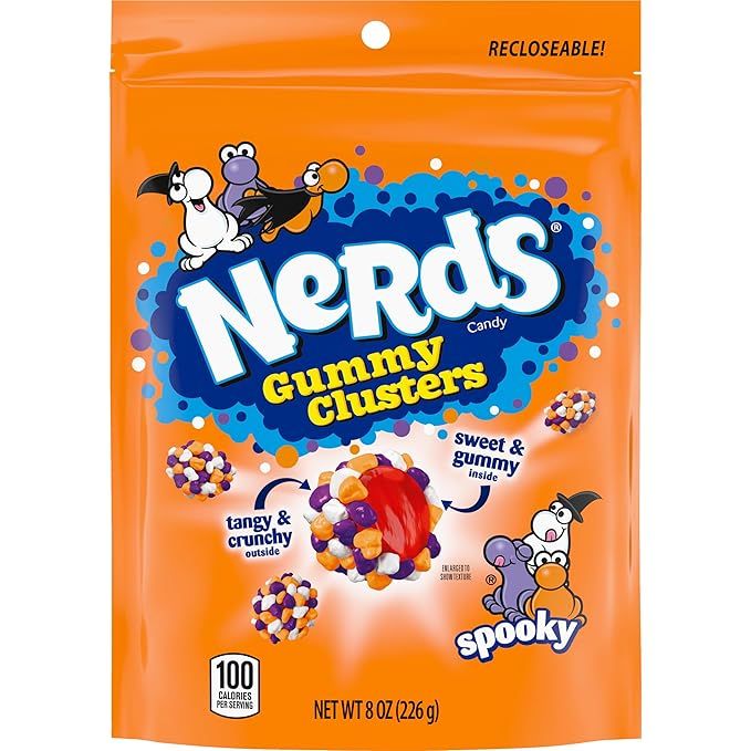 Nerds Spooky Gummy Clusters, Halloween Candy, Nerds Gummy Candies, 8 Ounce Treat Resealable Pouch | Amazon (US)