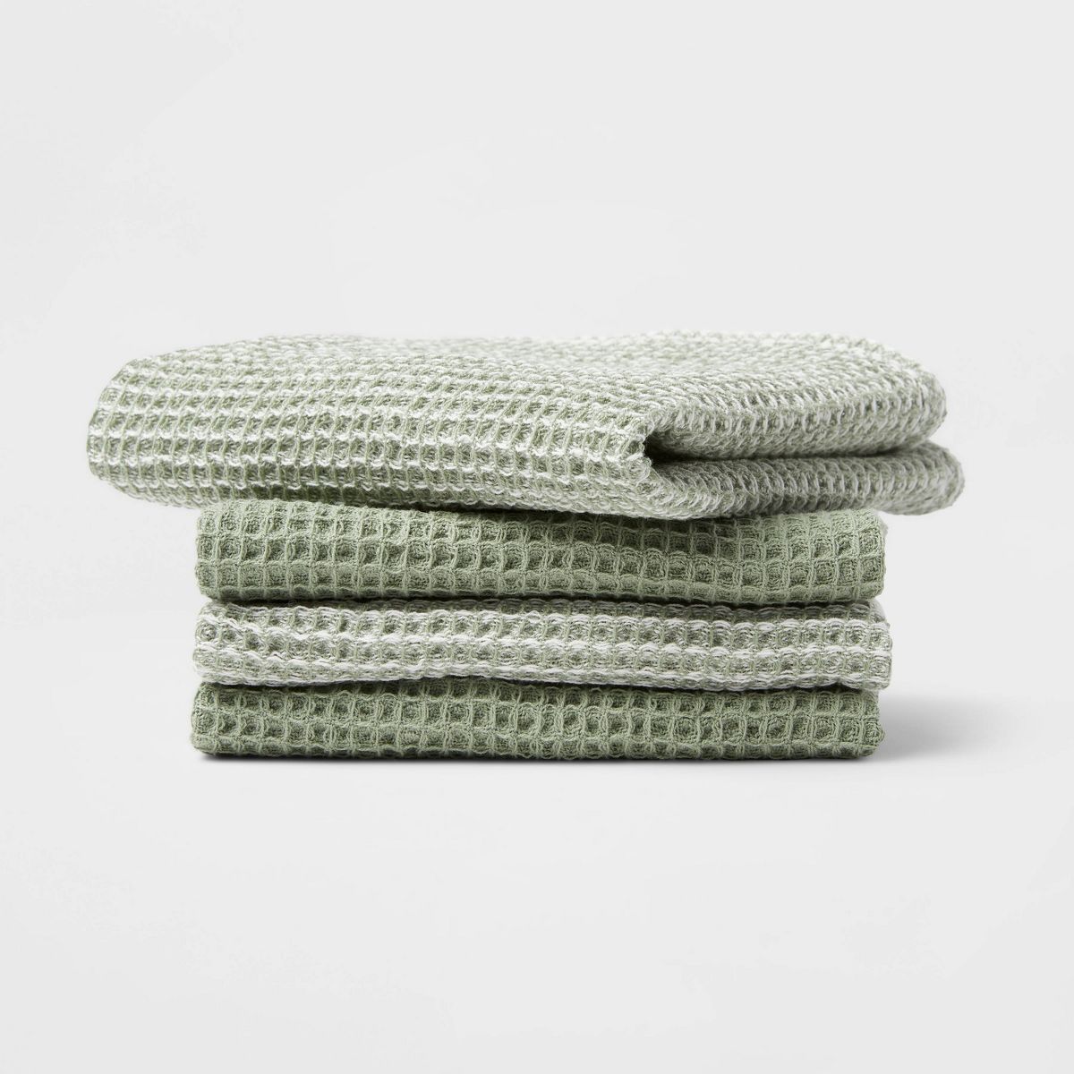 12" x 12" Cotton Waffle Dishcloths with Hemming Pack Green - Threshold™ | Target