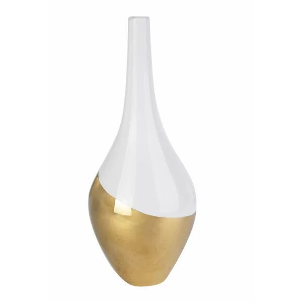 Faustina White/Gold 11'' Ceramic Decorative Bottle | Wayfair North America