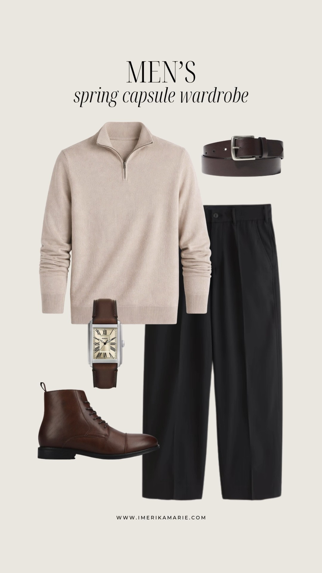 Men's Spring Outfit

men's quarter-zip sweater, trousers, belt, fossil watch, and brown boots. 

 

#LTKootd #LTKSeasonal #LTKMens