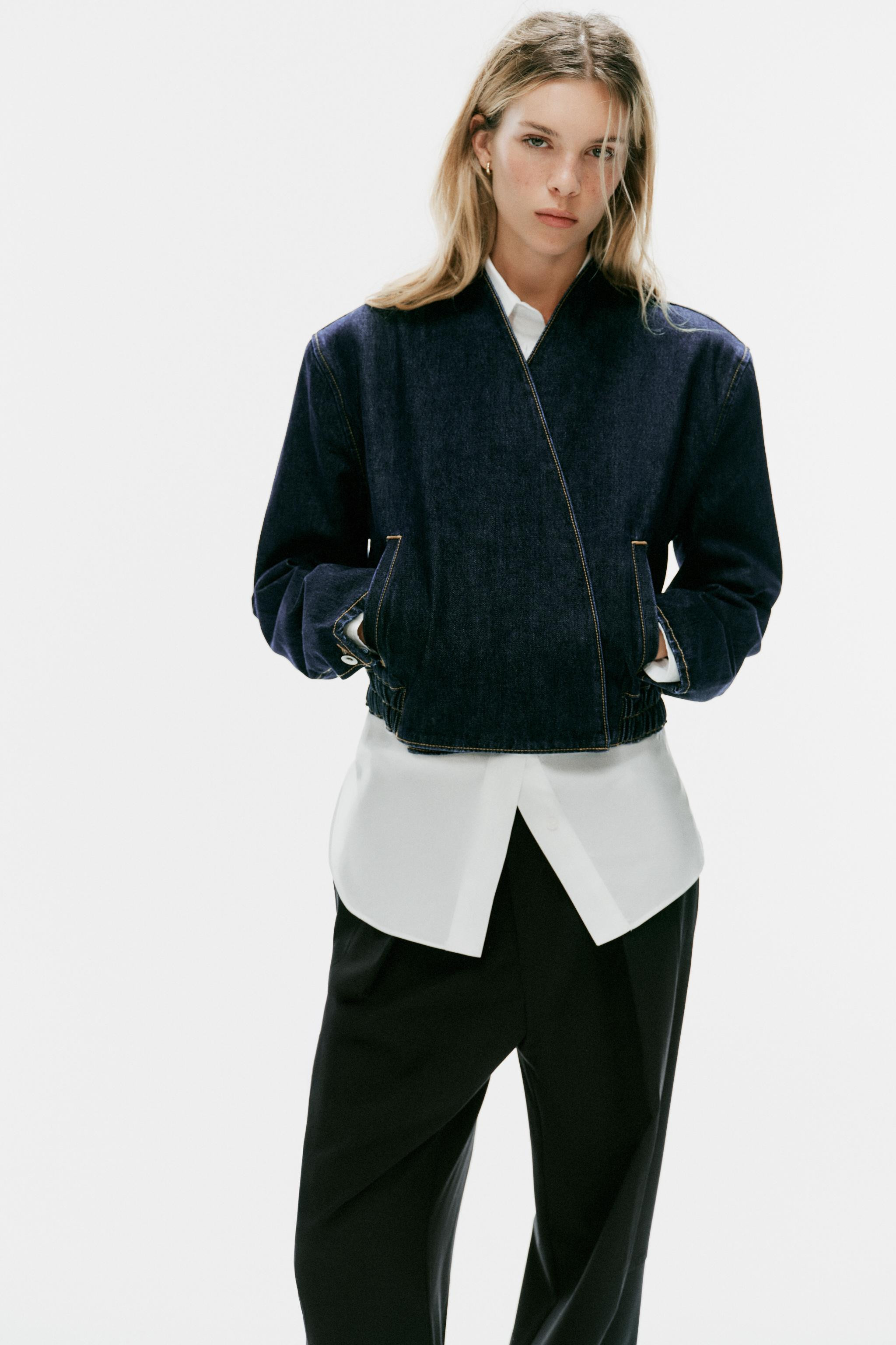 TRF DENIM CROSSOVER BOMBER JACKET | Zara US