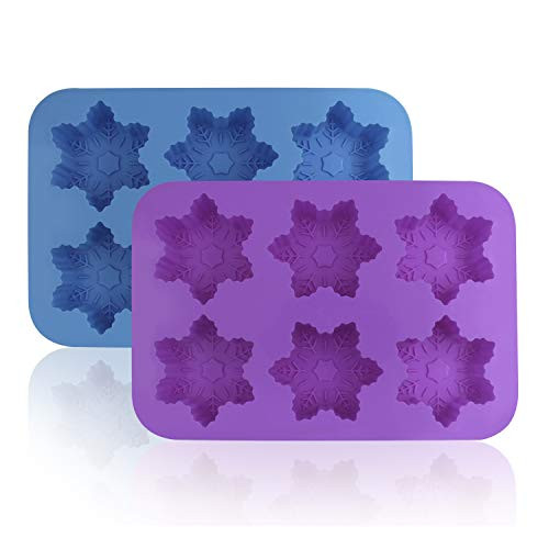 Amazon.com: Silicone Snowflake Molds, FineGood 2 Pack Cake Pans Cookie Trays Handmade Soap Making... | Amazon (US)