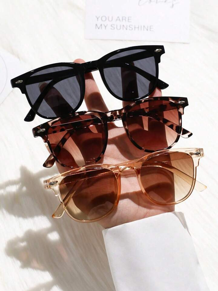 3pcs Women Plastics Square Frame Fashion Sunglasses For Daily School Life Clothing Accessories | SHEIN