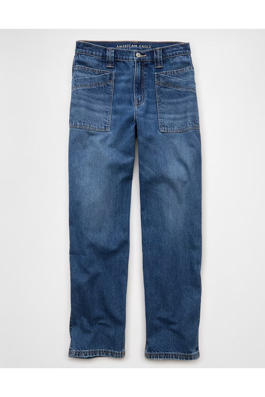 AE Strigid Super High-Waisted Baggy Straight Jean Women's Intensely Dark 0 Regular | American Eagle Outfitters (US & CA)