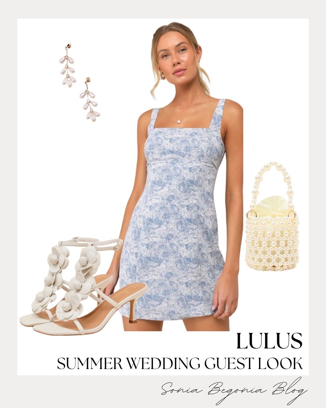 The perfect summer wedding guest look from Lulus! I love the classic blue and white floral pattern on this sleeveless mini dress, making it an effortlessly elegant and breezy option for warm-weather celebrations. 💙☀️

I paired this look with stunning white 3D floral strappy heels, a matching pearl bucket bag, and elegant drop earrings. ✨

#Lulus #weddingguest #summerwedding #floraldress #LTKunder100 #summerstyle #ootd #chicoutfit #fashioninspo

#LTKootd #LTKSeasonal #LTKWedding