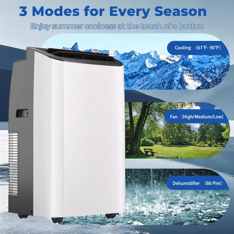14000 BTU Portable Air Conditioner, AC Unit with Remote, Cool, Dehumidifier and Fan, Cools up to ... | Walmart (US)