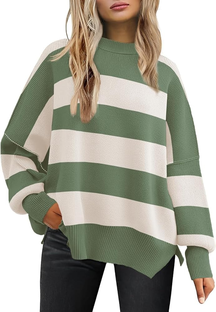 Women's Oversized Sweaters 2025 Crewneck Long Sleeve Batwing Pullover Tops | Amazon (US)