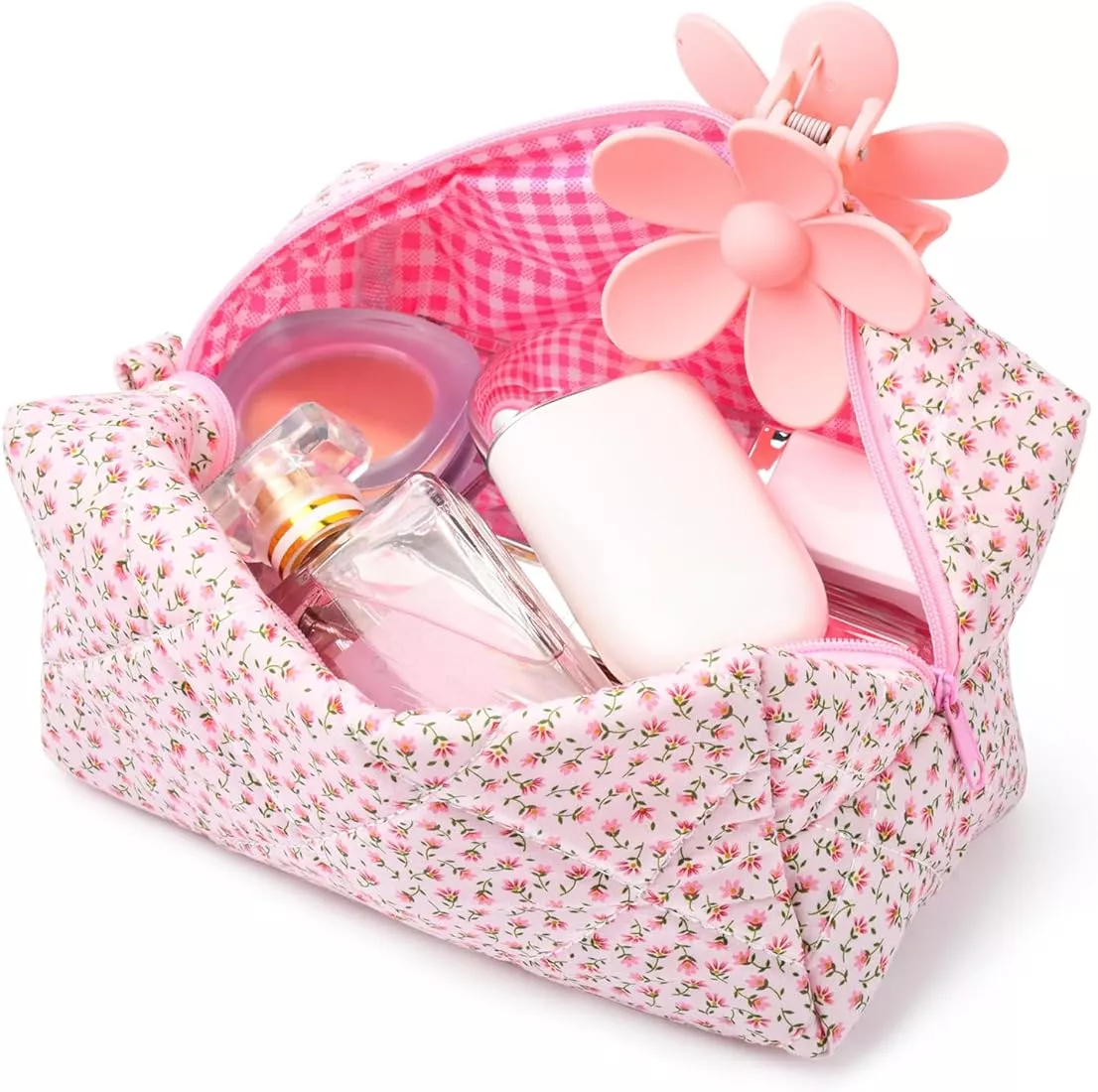 Quilted Puffy Cosmetic Makeup Bag Pouch