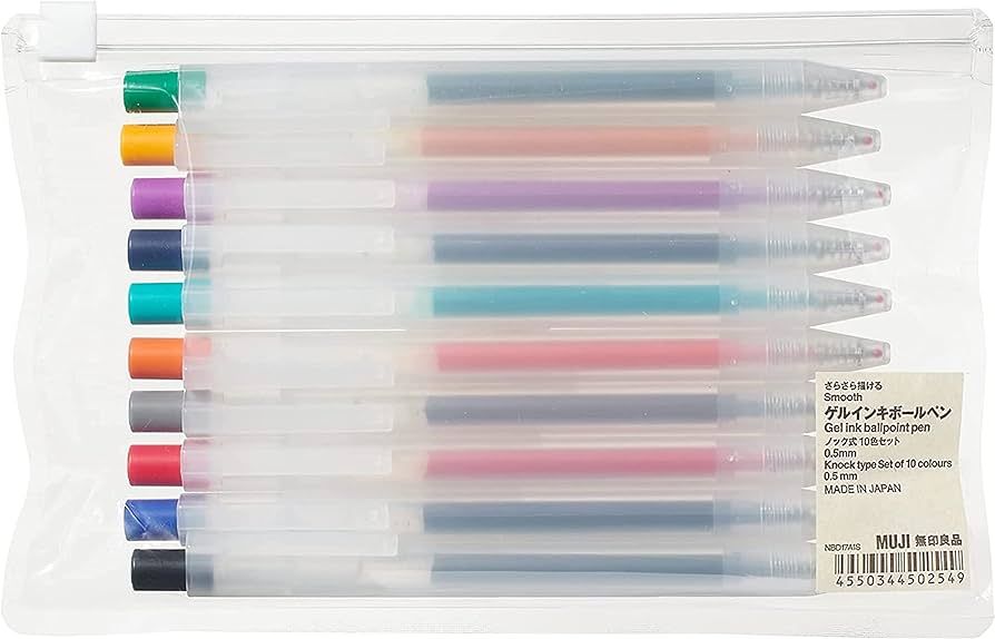 Muji Clear Ballpoint Gel Pen 0.5mm [10 colors SET] retractable | Amazon (US)