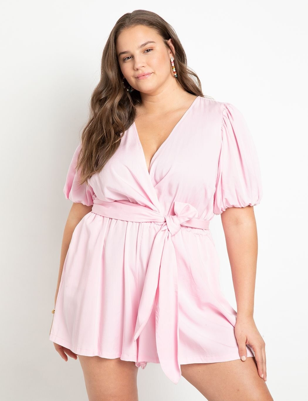 Full Leg Romper With Belt | Women's Plus Size Dresses | ELOQUII | Eloquii