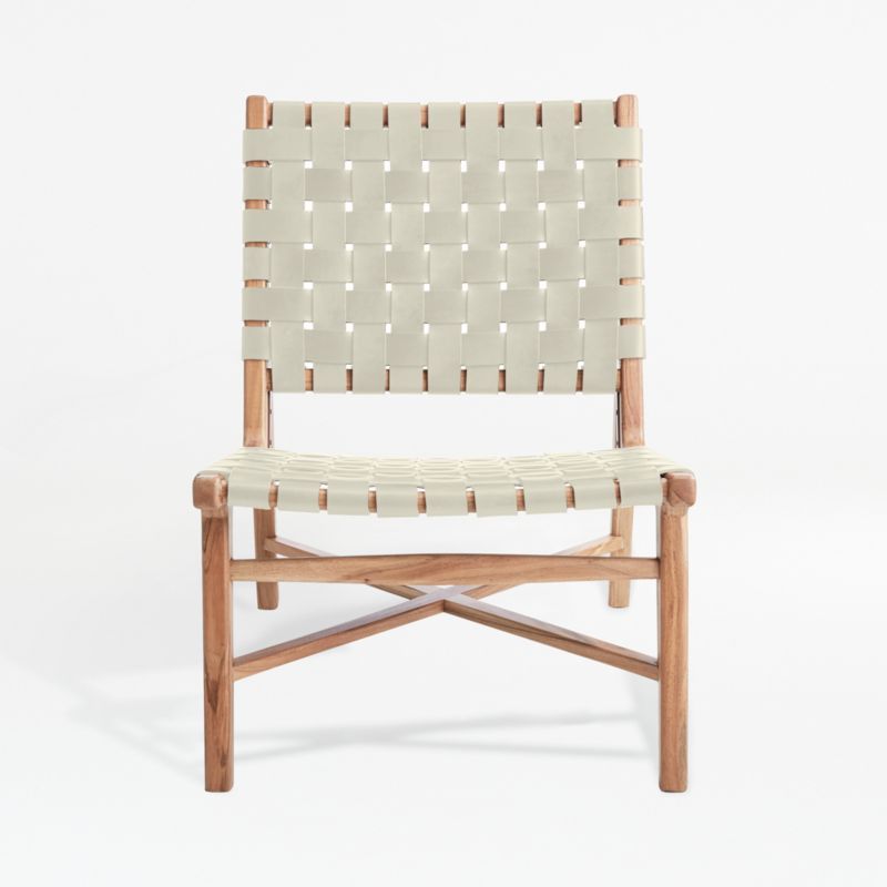 Taj White Woven Leather Strap Accent Chair + Reviews | Crate & Barrel | Crate & Barrel