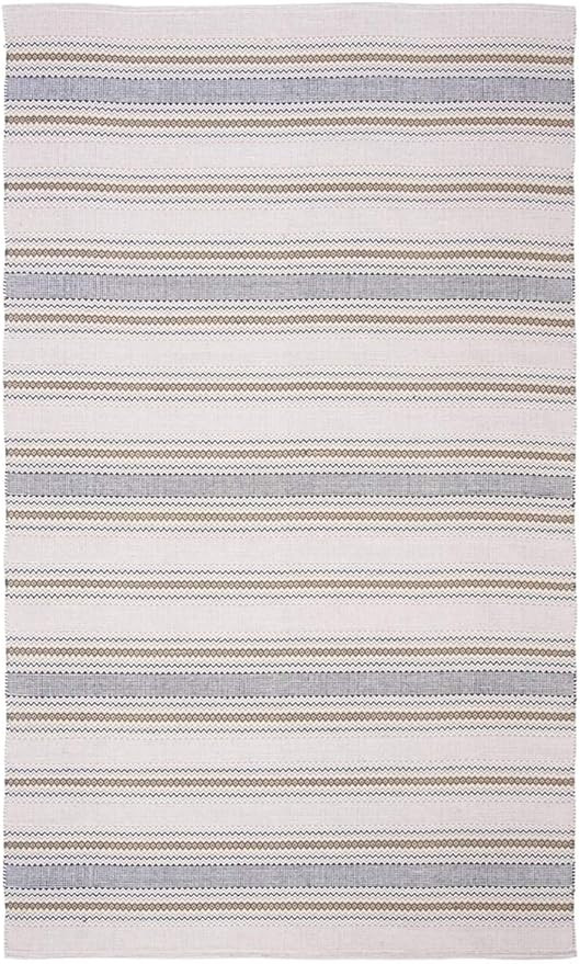 SAFAVIEH Montauk Collection Area Rug - 8' x 10', Blue & Beige, Handmade Stripe Cotton, Ideal for ... | Amazon (US)