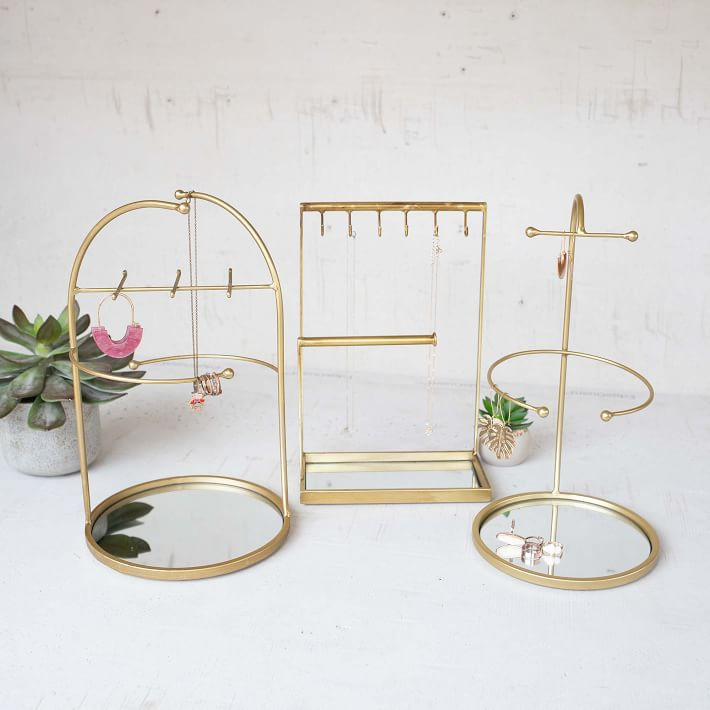 Tabletop Gold Mirrored Jewelry Stands (Set of 3) | West Elm (US)