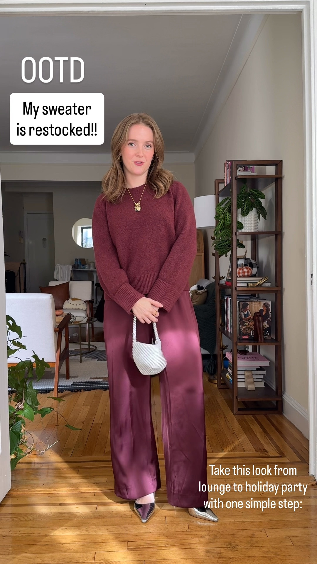 The comfiest monochrome outfit!
Add silver heels + bag for a holiday look
Xs sweater 
Xs petite elastic satin pants
Very comfy heels! Sized up 1/2

#LTKPetite #LTKHoliday