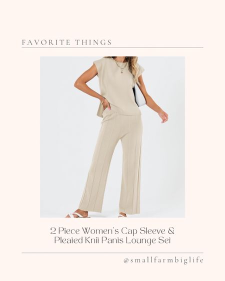 2 piece women’s cap sleeve and pleated knit pants lounge set. Summer outfit. Vacation outfit. Travel outfit. Two piece set  

#LTKOver40 #LTKFindsUnder50 #LTKSeasonal